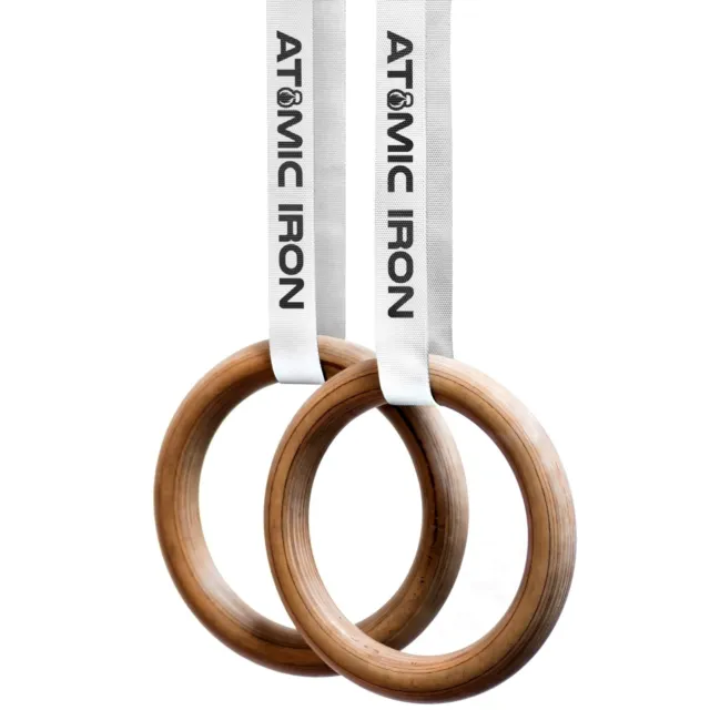 🔥ATOMIC IRON🔥 Wooden Gymnastic Rings 28mm/32mm | Olympic CrossFit Calisthenics