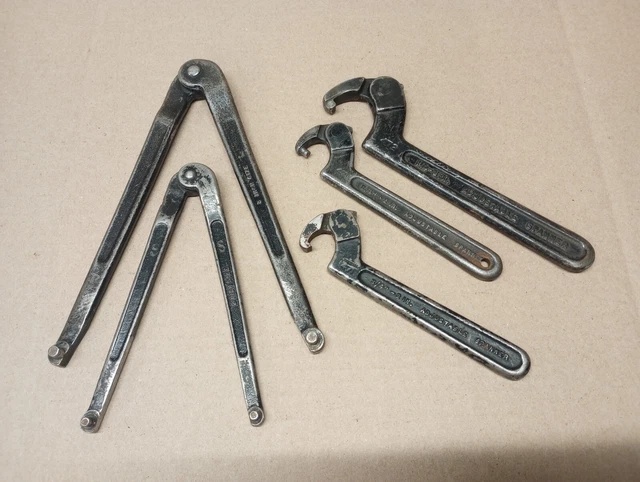 Lot of 5 J.H Williams Adjustable Spanners Hook Spanner Pin 3/4" - 3" #471 #472