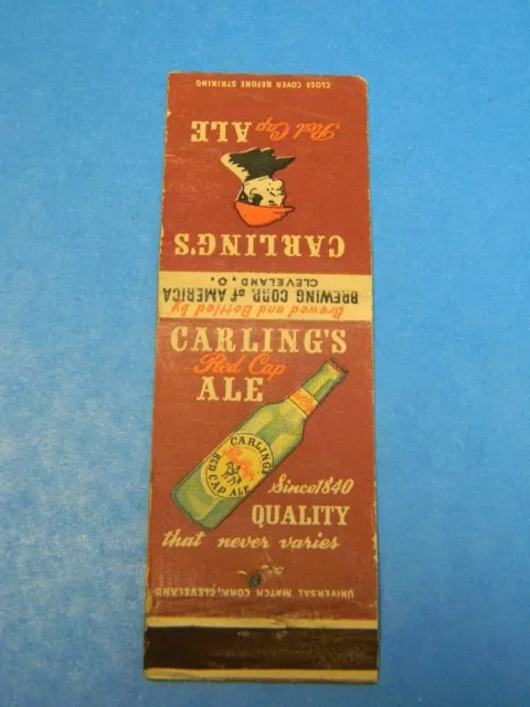 Vintage Carling's Red Cap Ale Beer Matchcover Match Cover Cleveland Ohio