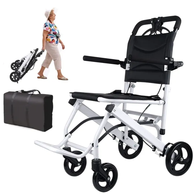 Rollstuhl Faltbar Leicht(Sitz 38 cm),Transportrollstuhl,Lebenslange Garantie