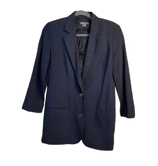 Vince Blazer Jacket Womens 4 Wool Navy Blue Long Sleeve 2 Button Front Pockets