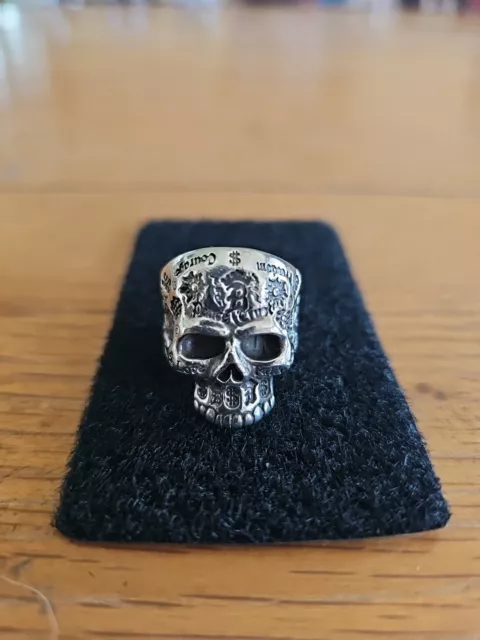 Bill Wall Leather BWL Skull Ring 925 Custom Size 10 Rockstar Silver