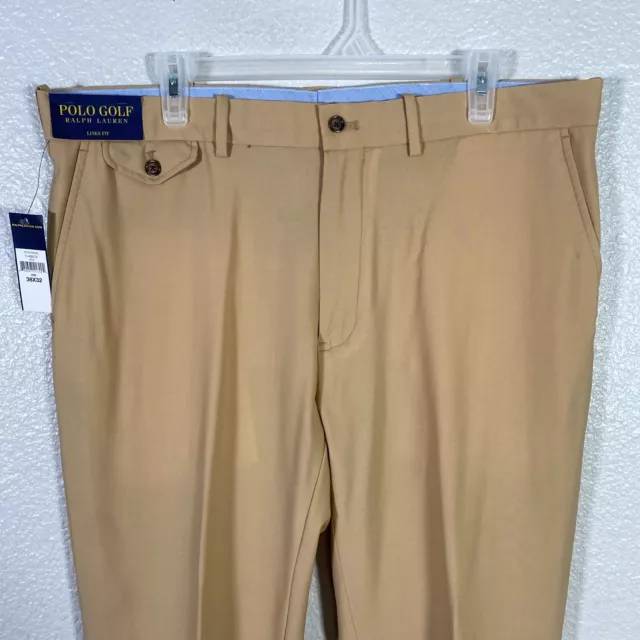 Polo Golf Ralph Lauren Pants Mens 38x32 Tan Khaki Links Fit Wool Straight Leg 2