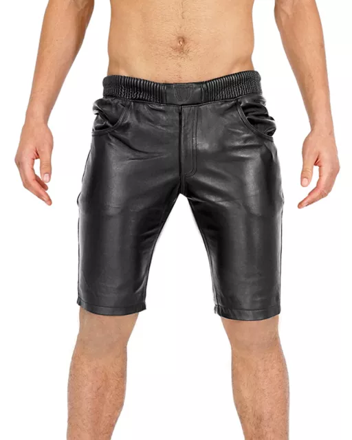 Bockle® Joggers Shorts Black Lederhose Leder  Pants  Leder Jogginghose kurz