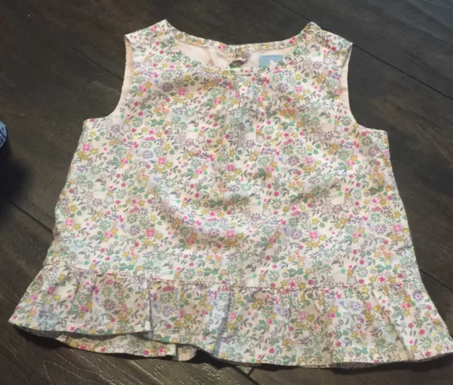 Girls Baby Gap Floral Sleeveless Peplum Top Shirt - Off-White, Size 3T