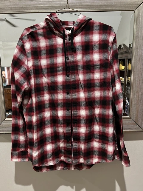 American Eagle Flannel Shirt Adult XL Red Black Plaid Flannel Long Sleeve Hoodie American Eagle Flannel Shirt Adult XL Red Black Plaid Flannel Long Sleeve Hoodie