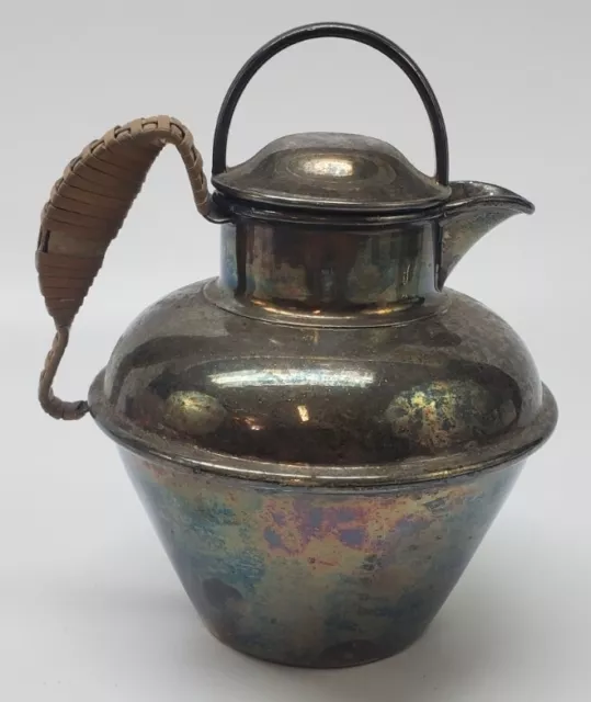 LB Smith Co. Silverplated Wicker Handle Tea Pot w/Lid Stamped Boston 1119