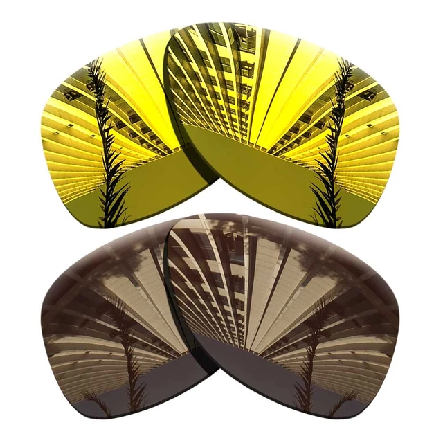 2 Pairs Polarized Lenses Replacement For-Oakley Dispatch 2-Golden+Bronze Brown