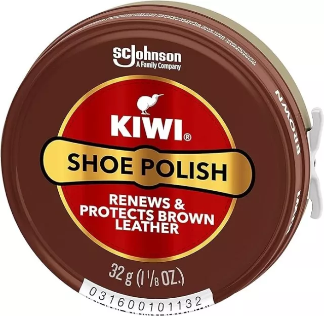 KIWI Brown Leather Renews & Protects Shiny Shoe Polish 1-1/8oz