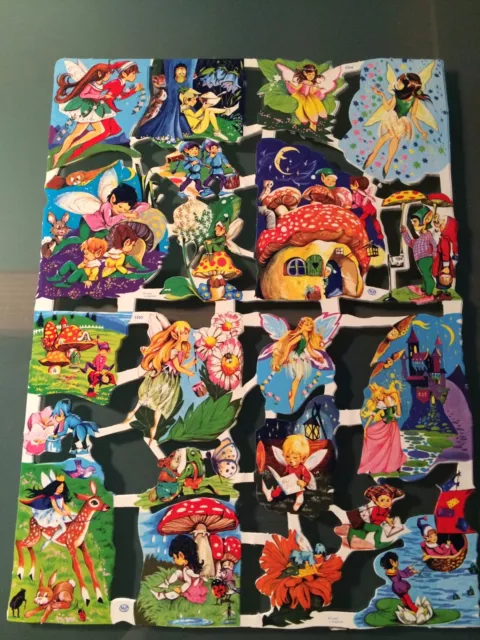 Vintage Die Cut Scrap whimsical fairies & elves   MLP 1554 uncut