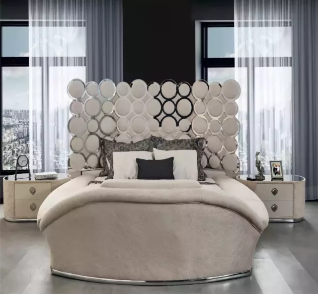 Dormitorio Cama 2x Mesitas de noche Lujo Juego Completo Diseño Muebles 3 piezas