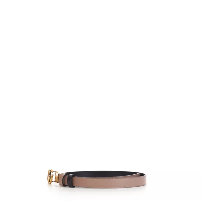 GUCCI 530$ GG Marmont Reversible 2cm Thin Belt Pink And Black Leather 2