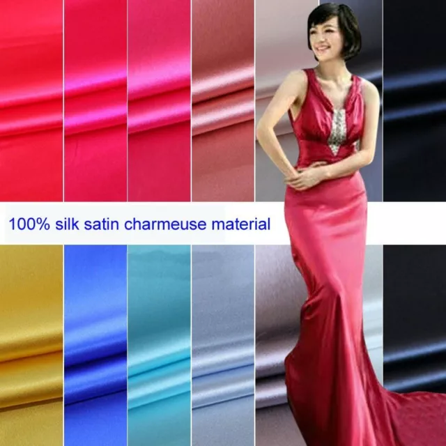 By Yard Silk Charmeuse Cloth Evening Dress 100% Mulberry Silk Satin Fabrics