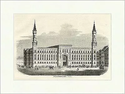 Das neue Rathaus in Berlin Deutsches Reich Türme Reiter Kutsche Holzstich E 5462