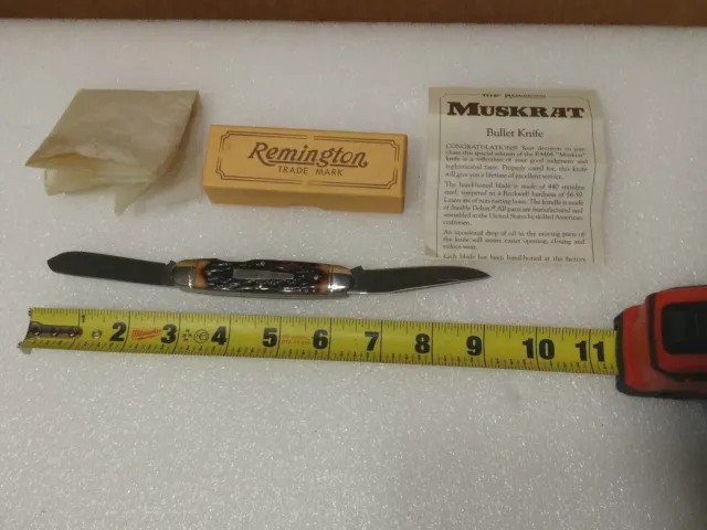 REMINGTON MUSKRAT R4466 2 Blade Pocket Knife Delrin Remstag Scales "MINT" 1988