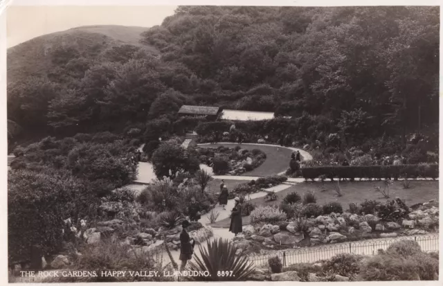 Vintage Salmon Postcard - Rock Gardens, Happy Valley Llandudno, Wales - RP c1936