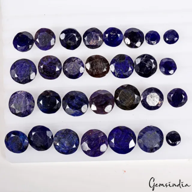 214.70 Cts/29 Pcs Natural African Blue Sapphire Round Cut Loose Gems For Jewelry