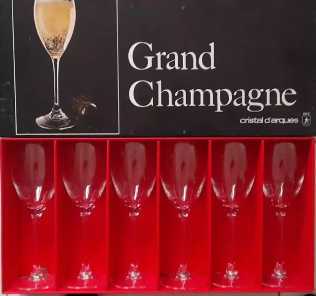 Cristal d'Arques 6 flutes  modèle Grand champagne