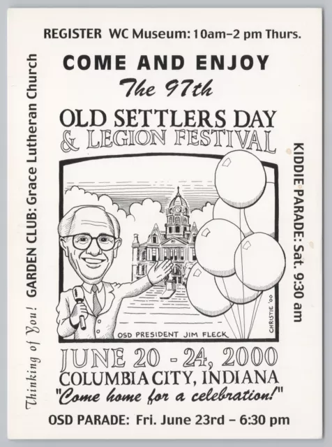 Columbia City Indiana~Old Settlers Day & Legion Festival~Continental Postcard