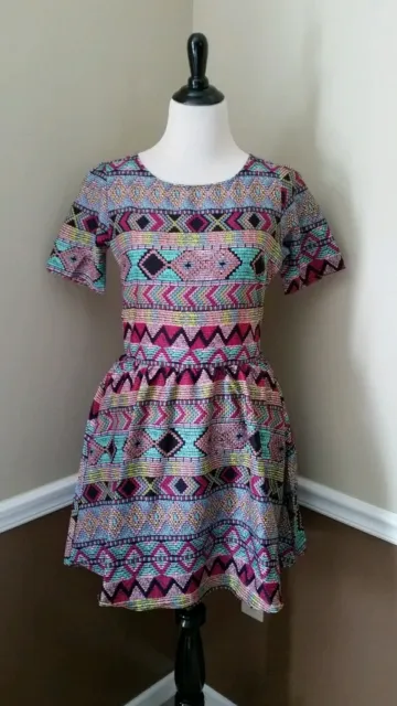 NWT Geometric A-Line Dress 8 Sugarhill Boutique Retro Modcloth Bright and Earthy