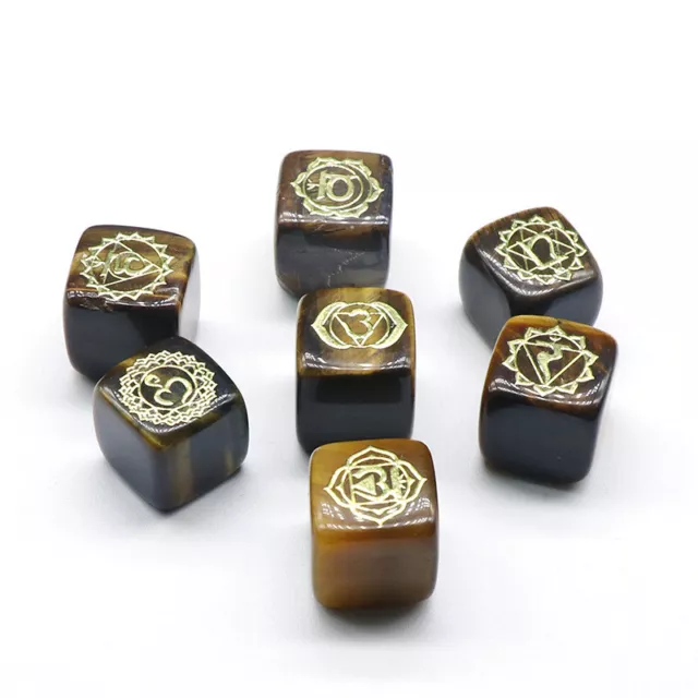 Polished Natural Crystal Cube Carved 7Chakra Quartz Reiki Healing Decor Gift