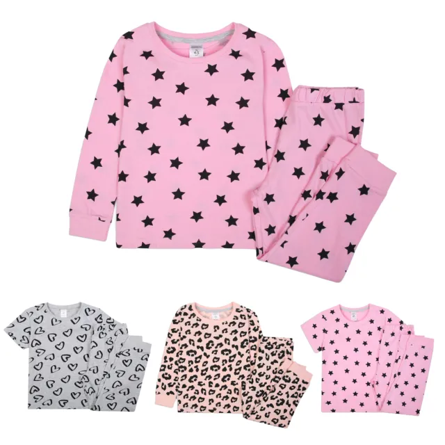 Girls Pyjamas Pjs 1 Pack Nightwear Star Loungewear Cotton Long 2 Yrs -13 Yrs
