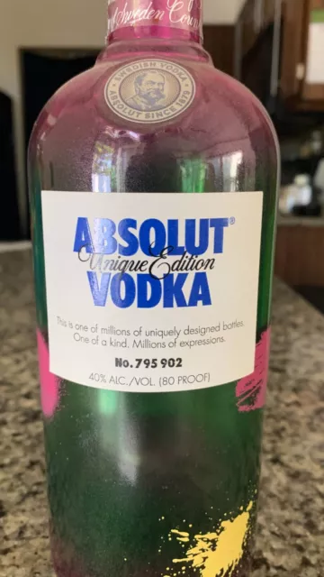 Rare Absolut Vodka Unique Edition Collectors Bottle No. 795902 Empty 750ml