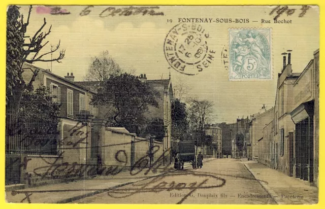 cpa de 1908 Vue Très RARE 94 - FONTENAY sous BOIS (Val de Marne) Rue BOSCHOT