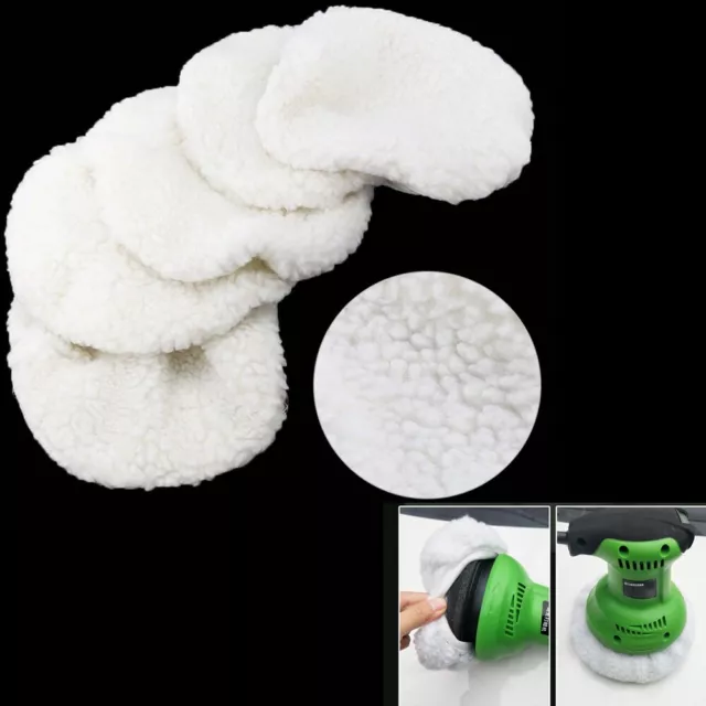 6pcs Polishing Bonnet Buffer Pads Soft Wool For 5-6" 7-8" 9-10 inch Car Polisher