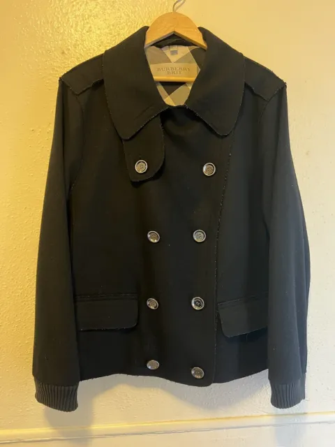 Women’s Burberry Brit Black Double Breasted Belt Trench Coat Jacket Size 12