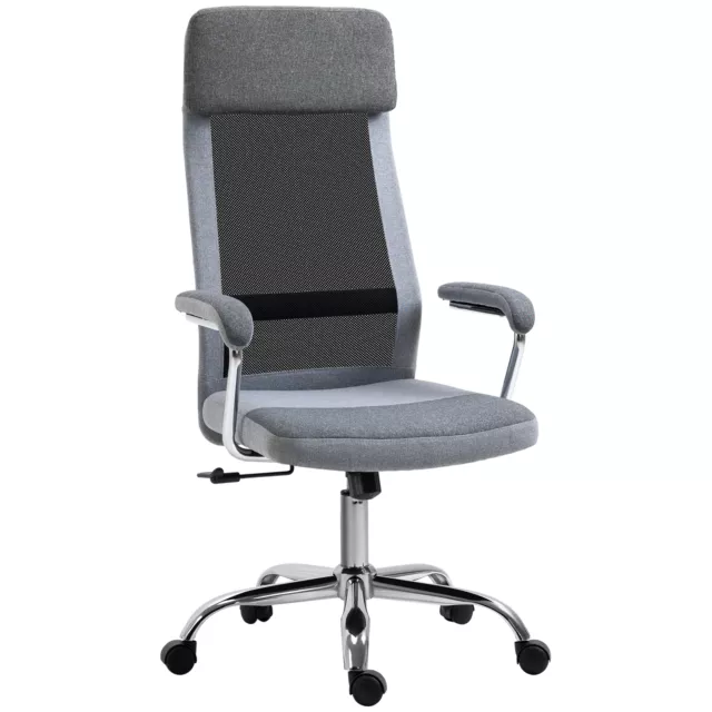 Vinsetto Office Chair Mesh High Back Swivel Task Home Desk Chair w/ Arm, Grey