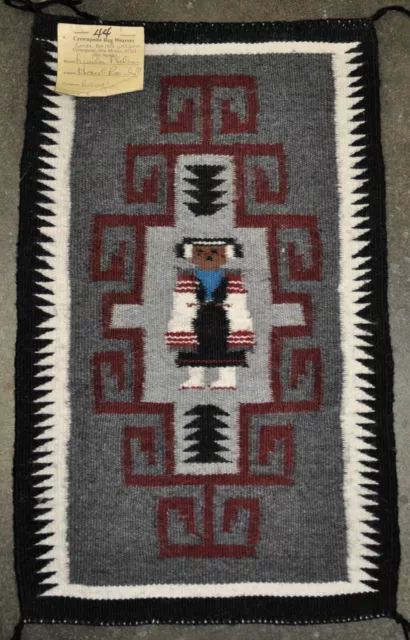 Pictorial Navajo Weaving - Fine Single Figure Hopi Maiden Rug by Linda Wilson