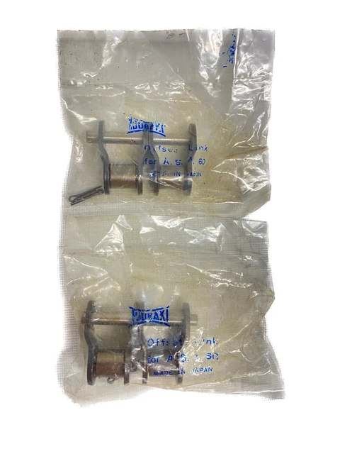 New (Lot of 2) TSUBAKI Roller Chain Offset Links Cotter Pin Type RS60-2