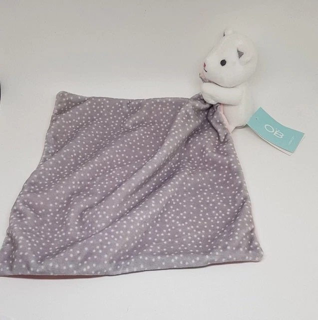Doudou Chat Ours Blanc Mouchoir Obaibi Okaidi Pink Rose Gris Pois Blanc Neuf 2