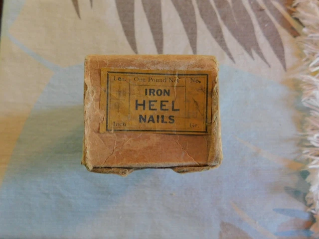Vintage 1 Pound Box Iron Heel Nails 3/4” Number 10