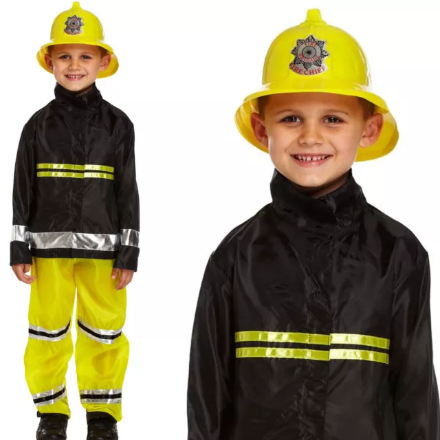 Childs Kids Boys Fireman Fancy Dress Costume Fire Fighter Uniform Sam Emergency