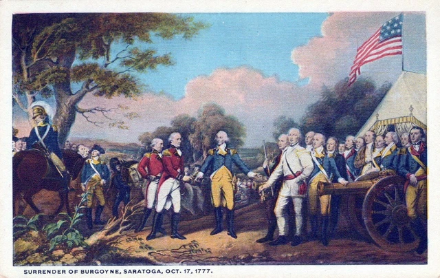 Surrender Of Burgoyne Saratoga Oct 17 1777 WA DC Vintage White Border Post Card