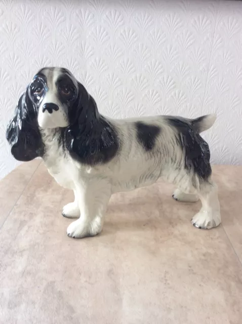 Vintage Melba Ware Spaniel Dog(Medium) Figurine Black&White (1950s)