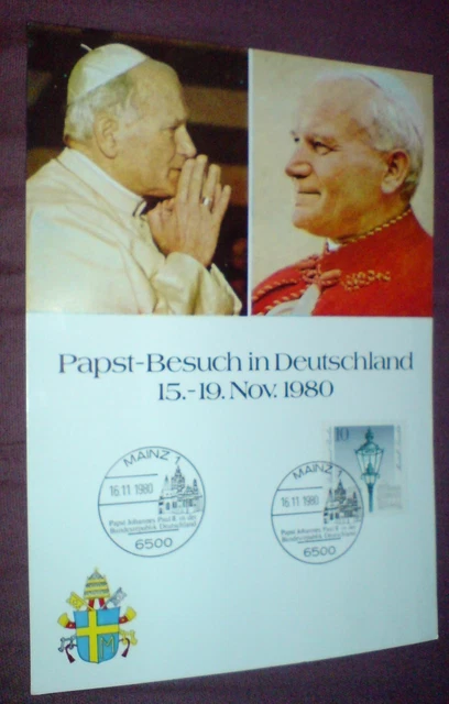 Sonderstempel PAPST Besuch in Dtschl./ MAINZ 1980 auf Berlin Mi.-Nr. 603, DIN A5
