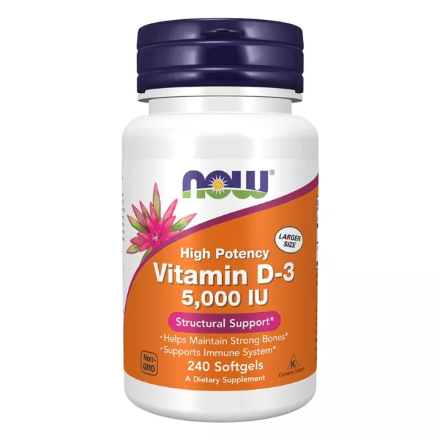 NOW FOODS Vitamin D-3, 5000 IU - 240 softgels - Vitamina D3