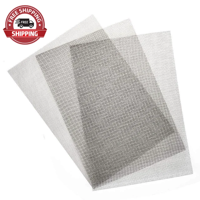 3Pcs Stainless Steel Woven Wire 20 Mesh - 12"X8"(30X21Cm) Metal Mesh Sheet 1Mm H