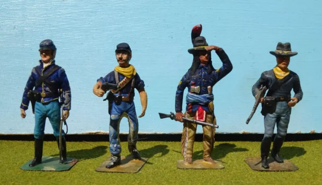 Stadden England Miniatures 54mm Western troops+Indian scout  4/figs 1963 pre oop