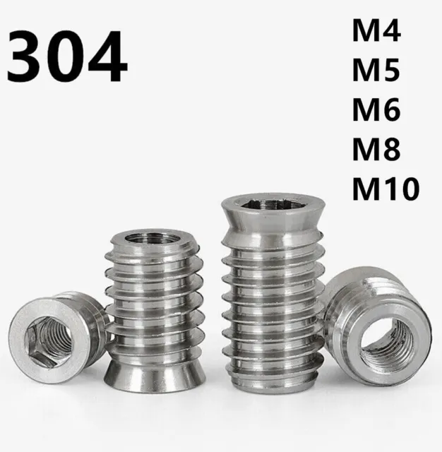 M6 M8 M10 Stainless Steel Furniture Nut Hex Flat Head Screw Threaded Wood Insert