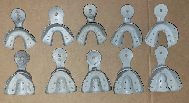 Lot Of 10, Extendo-O Metal Dental Impression Trays, Moulds
