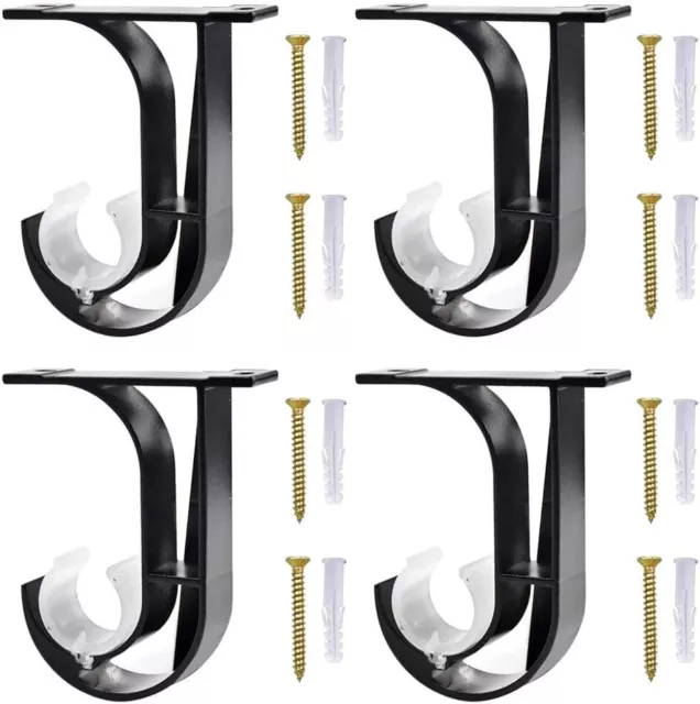 4 Pezzi Staffa per Bastone per Tende al Soffitto, con 8 Viti, Supporto per Asta