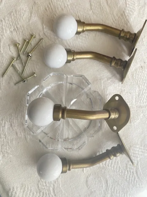 VTG Style Wall Hooks Brass w Ceramic Balls