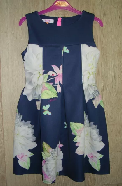 Ted Baker Girls Navy Blue Floral Print Summer Party Occasion Dress Age 10 140cm