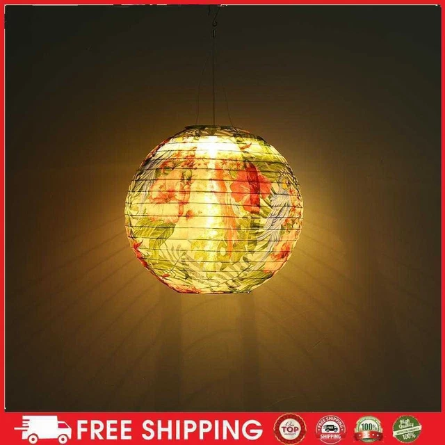 Linterna solar redonda LED 10 pulgadas, impresa, impermeable, para colgar, decoración
