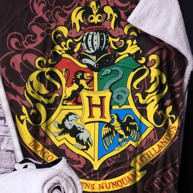 Luxury Soft Throw Blanket Harry Potter Hogwarts Crest Nemesis Now 150cm x 100cm