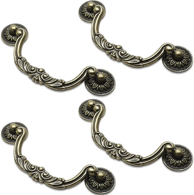 4 Pcs 5 Inch Bail Handle Drop Pulls Vintage Drop Bail Drawer Pulls Antique